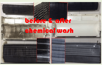 aircon chemical wash (before and after effect)